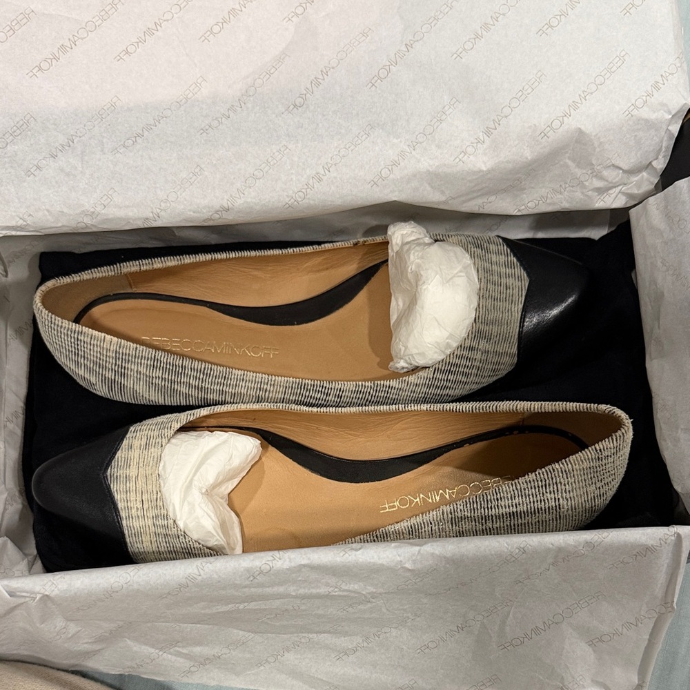 Rebecca Minkoff Black and Cream Loafers